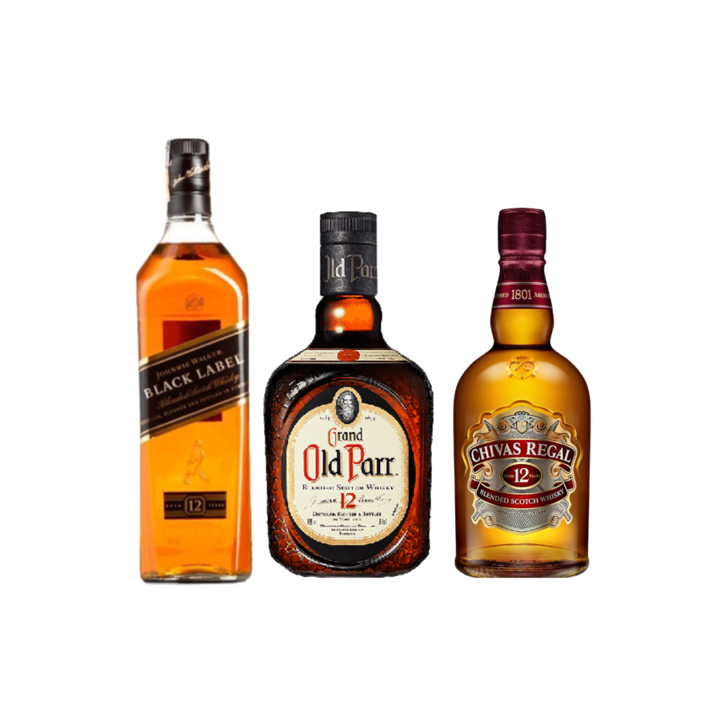 Combo 3 Johnnie Black Label 1L, Old Parr 1L & Chivas Regal 750ml La